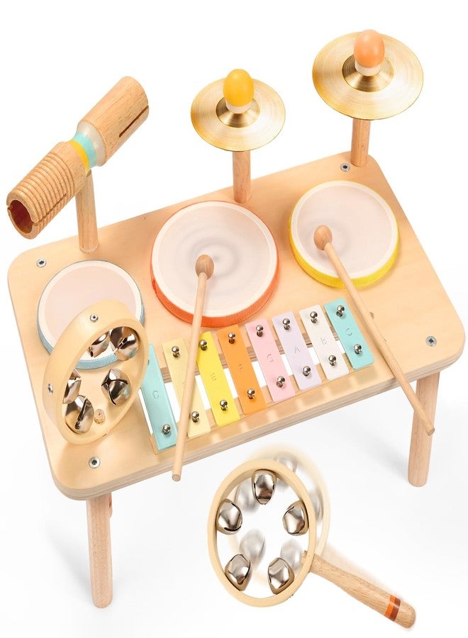 WINGYZ Kids Drum Set - 10-in-1 Montessori Toys for 1-3 Year Old & Wooden Musical Instruments for Toddlers, Baby Musical Toys with Drums, Xylophone, Helps Hand-Eye Coordination, Gift for 1-3 Boys Girls - Image 1